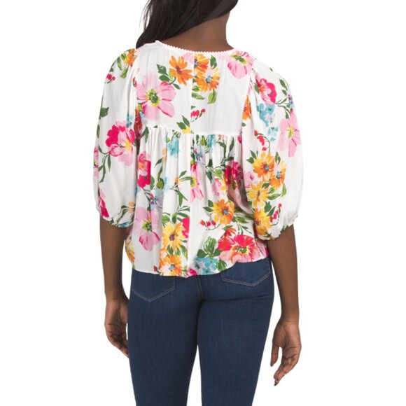 STELLA & GINGER White Floral Pattern Woven Shirt - Picture 2 of 2